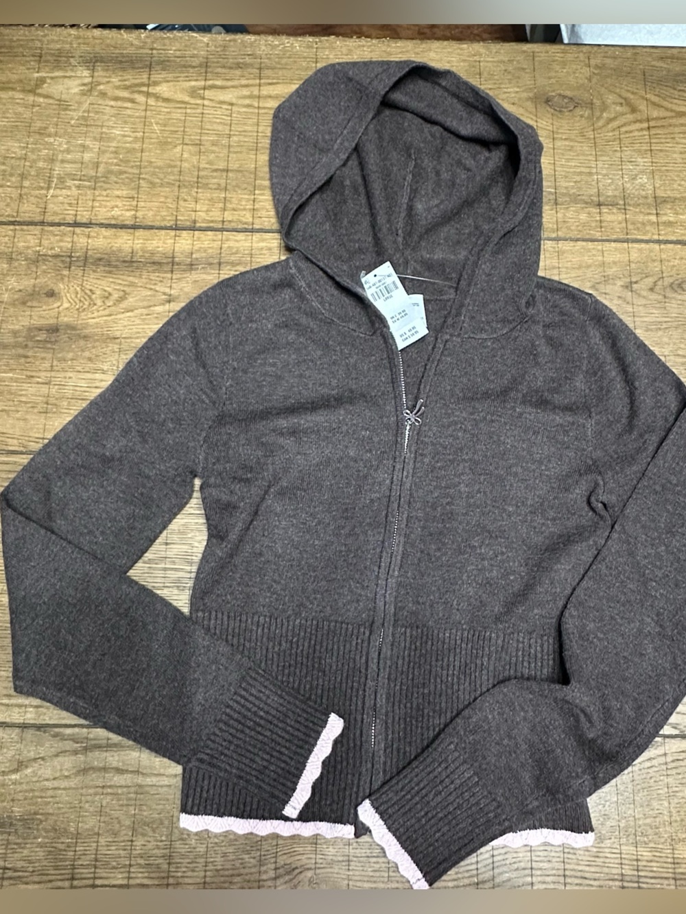 Gilly Hicks Brown Zip Up Sweater NWT Large